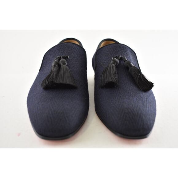 Christian Louboutin Mens Officialito Flat Black Blue Chevron Dress Loafer 40 7 main image 8